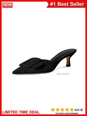 Faux Suede Slingback Mule Kitten Heel Pointed Toe Slip-On Dress Shoes